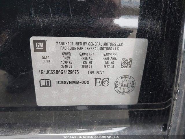 1G1JC6SB6G4129675 Chevrolet SONIC LT