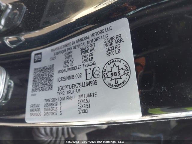 1GCPTDEK7S1164995 Chevrolet Colorado Z71 4wd