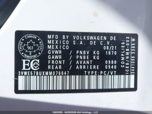 3VWE57BUXMM076647 Volkswagen Jetta Highline