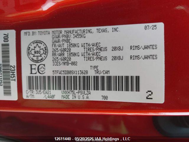 12611440 :رقم المزاد ، 5TFWC5DB0SX113628 vin ، 2025 Toyota Tundra Hybrid Limited 4x4 مزاد بيع