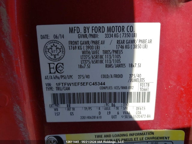 Ford F150 Supercrew 2014 1FTFW1EF5EFC45344 Image 19