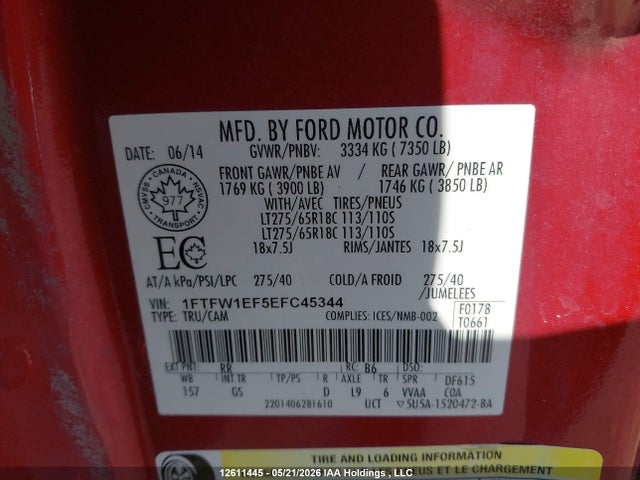 Ford F150 Supercrew 2014 1FTFW1EF5EFC45344 Image 9