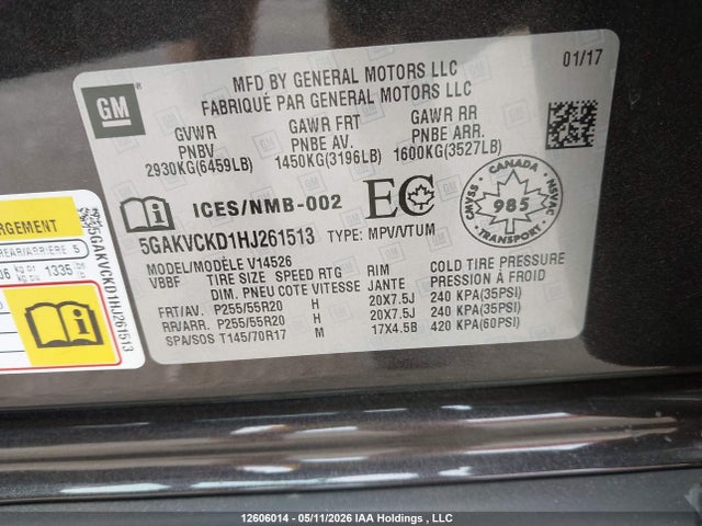 5GAKVCKD1HJ261513 Buick Enclave Premium