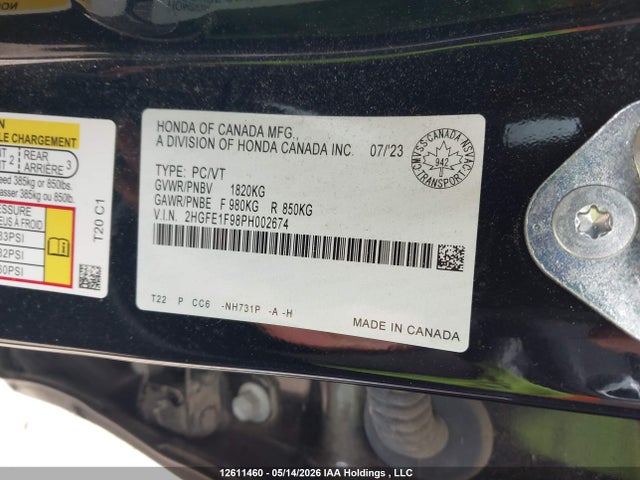 Honda Civic Touring 2023 2HGFE1F98PH002674 Image 9