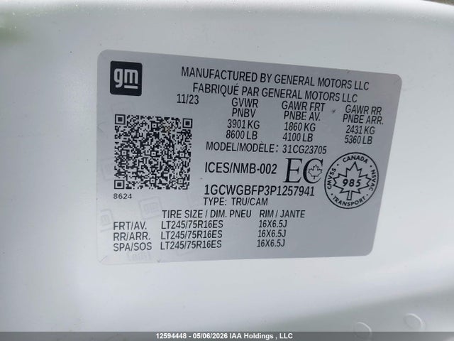 1GCWGBFP3P1257941 Chevrolet Express 2500 Work Van