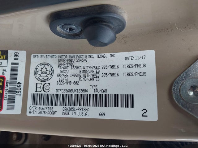 5TFCZ5AN5JX123084 Toyota Tacoma Trd Off Road/trd Sport