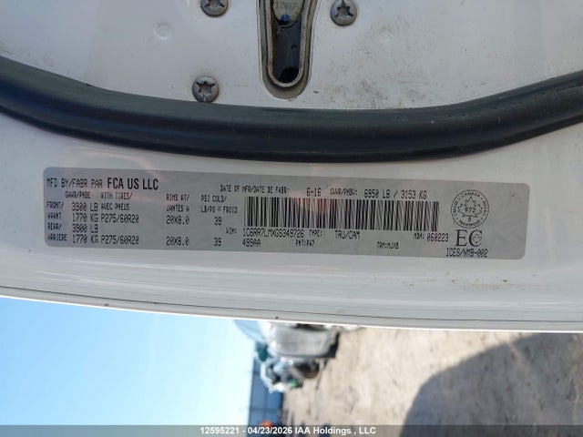 Продажа на аукционе авто 2016 Ram 1500 Slt, vin: 1C6RR7LMXGS349726, номер лота: 12595221