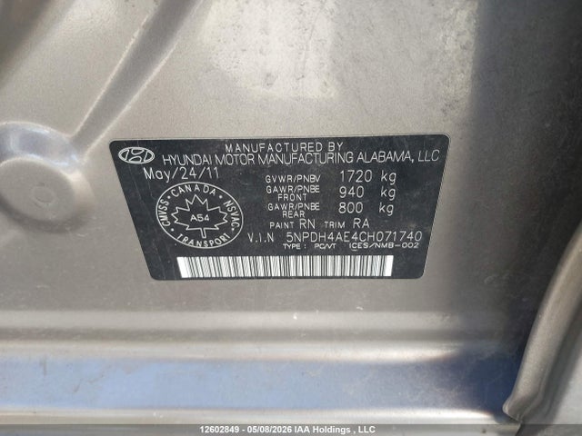 Продажа на аукционе авто 2012 Hyundai Elantra Gls, vin: 5NPDH4AE4CH071740, номер лота: 12602849