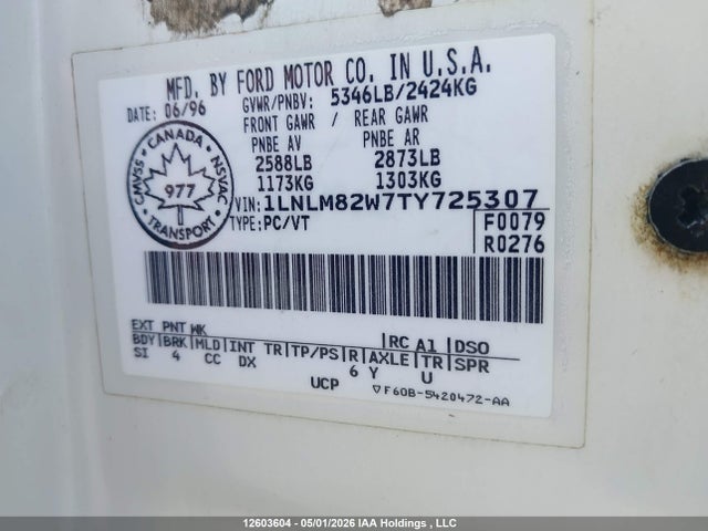 Продажа на аукционе авто 1996 Lincoln Town Car Sgn/dmnd Anv/cypress/jn, vin: 1LNLM82W7TY725307, номер лота: 12603604
