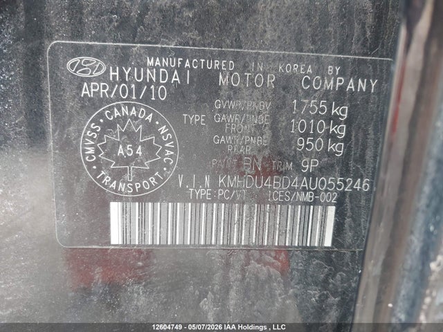 2010 Hyundai Elantra Gl მანქანა იყიდება აუქციონზე, vin: KMHDU4BD4AU055246, აუქციონის ნომერი: 12604749