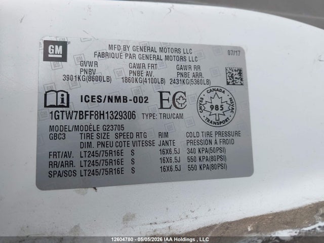 1GTW7BFF8H1329306 GMC Savana 2500 Work Van