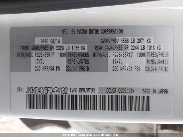 Aukcja sprzedaży 2015 Mazda Cx-5 Gs, vin: JM3KE4CY6F0474182, numer aukcji: 12611491