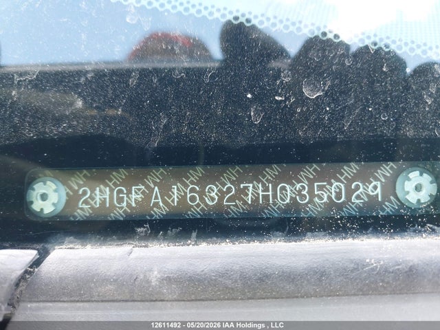 12611492 :رقم المزاد ، 2HGFA16327H035029 vin ، 2007 Honda Civic Dx-g مزاد بيع