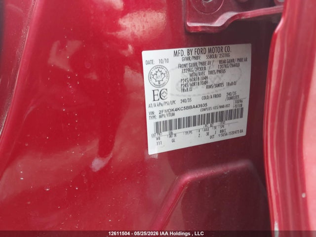 2011 Ford Edge Limited მანქანა იყიდება აუქციონზე, vin: 2FMDK4KC5BBA43935, აუქციონის ნომერი: 12611504