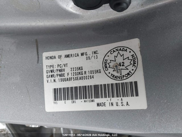 Продаж на аукціоні авто 2014 Acura Tl, vin: 19UUA9F5XEA800264, номер лоту: 12611513