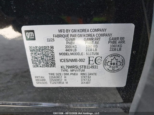 KL79MRSL5TB114931 Chevrolet Trailblazer Lt Awd