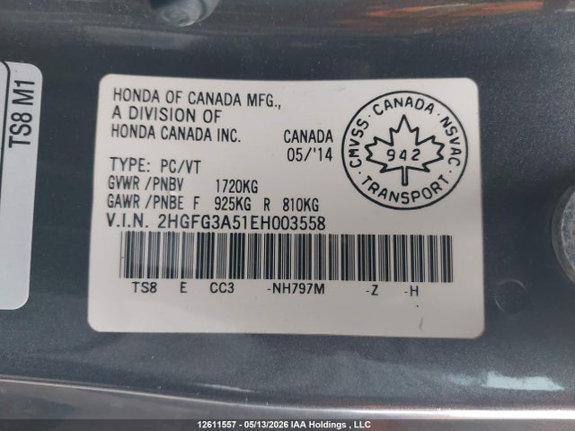 2HGFG3A51EH003558 Honda Civic Lx
