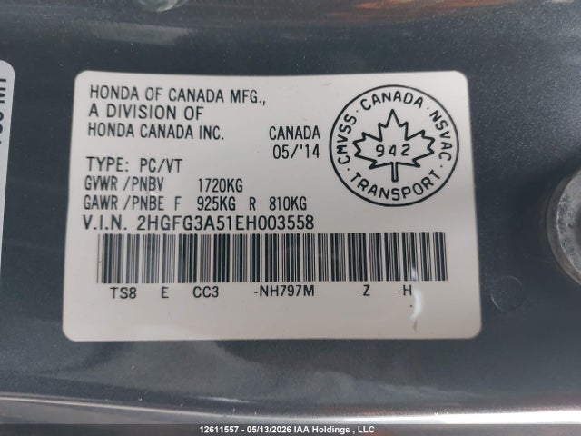 2HGFG3A51EH003558 Honda Civic Lx