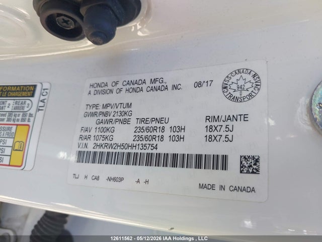 2HKRW2H50HH135754 Honda CR-V EX
