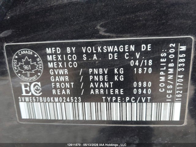 3VWE57BU0KM024523 Volkswagen Jetta