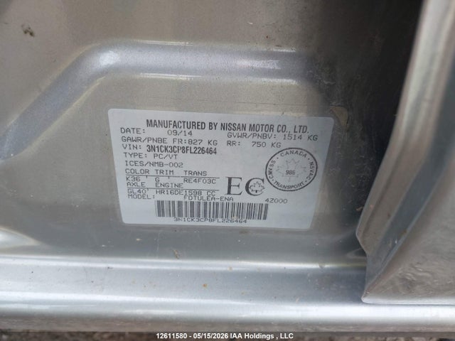 Nissan Micra 2015 3N1CK3CP8FL226464 Image 9