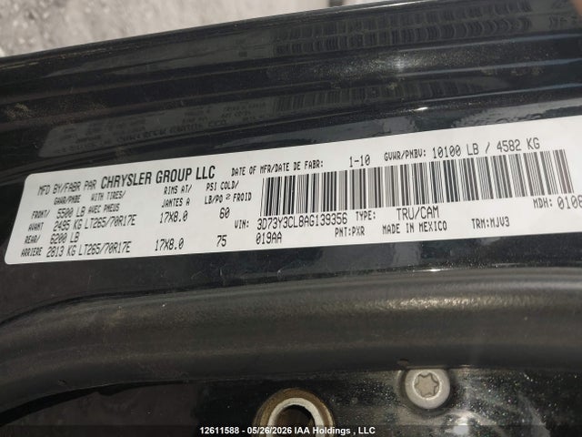 12611588 :رقم المزاد ، 3D73Y3CL8AG139356 vin ، 2010 Dodge Ram 3500 Slt مزاد بيع