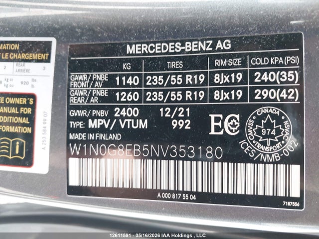 W1N0G8EB5NV353180 Mercedes-Benz Glc 300 4matic