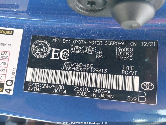 JTNKHMBX4N1129813 Toyota C-hr Xle Premium