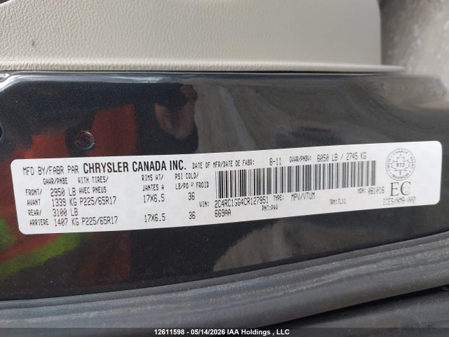 Продажа на аукционе авто 2012 Chrysler Town & Country Limited, vin: 2C4RC1GG4CR127951, номер лота: 12611598