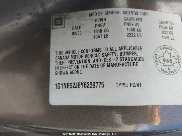 12611599 :رقم المزاد ، 1G1NE52J8Y6239775 vin ، 2000 Chevrolet Malibu Ls مزاد بيع