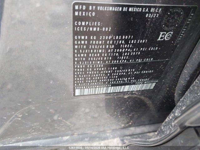 Aukcja sprzedaży 2023 Volkswagen Tiguan Comfortline R-line Black, vin: 3VV8B7AX9PM089836, numer aukcji: 12611605