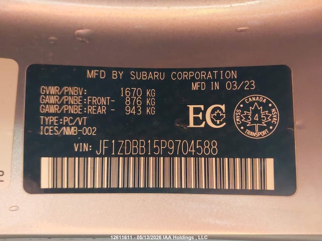 JF1ZDBB15P9704588 Subaru BRZ