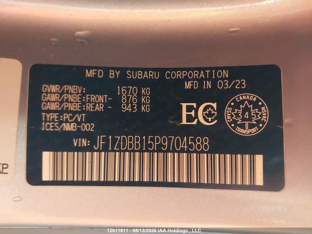 JF1ZDBB15P9704588 Subaru BRZ