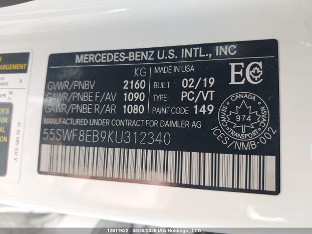 55SWF8EB9KU312340 Mercedes-Benz C 300 4matic