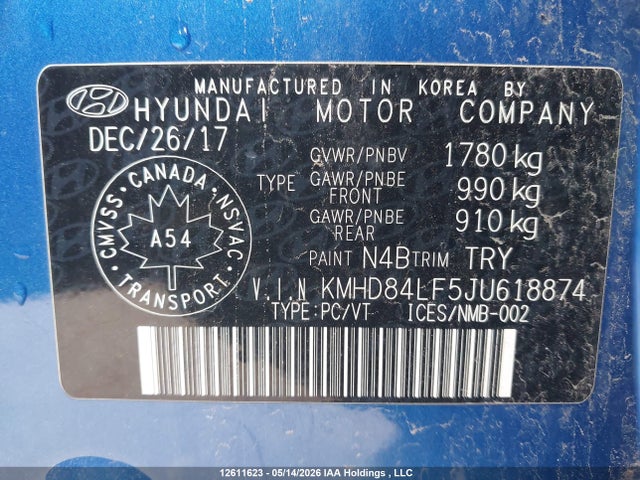 KMHD84LF5JU618874 Hyundai ELANTRA GL