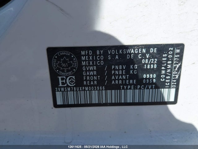 2023 Volkswagen Jetta Comfortline მანქანა იყიდება აუქციონზე, vin: 3VWSM7BUXPM003966, აუქციონის ნომერი: 12611625