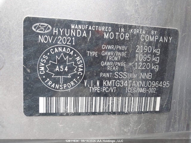 12611634 :رقم المزاد ، KMTG34TAXNU096495 vin ، 2022 Genesis G70 2.0t Advanced Awd مزاد بيع