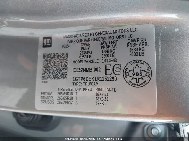 2024 Gmc Canyon At4 მანქანა იყიდება აუქციონზე, vin: 1GTP6DEK1R1151290, აუქციონის ნომერი: 12611650