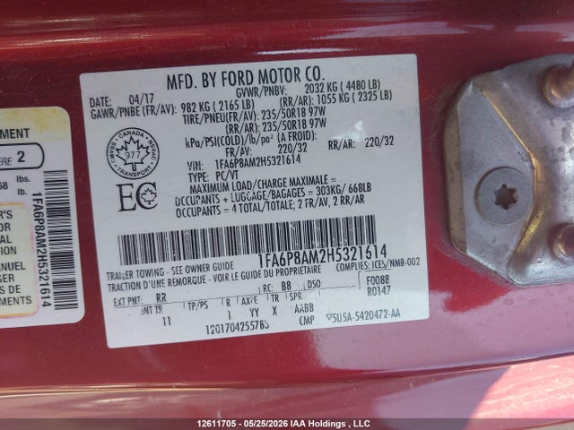 Продажа на аукционе авто 2017 Ford Mustang V6, vin: 1FA6P8AM2H5321614, номер лота: 12611705