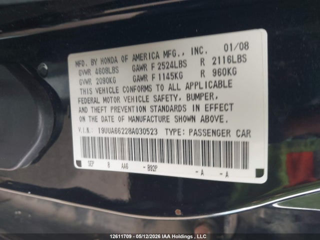 Продаж на аукціоні авто 2008 Acura Tl, vin: 19UUA66228A030523, номер лоту: 12611709