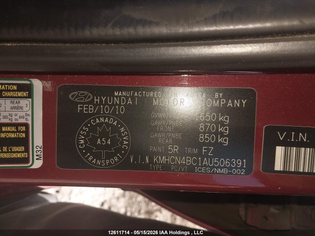 Aukcja sprzedaży 2010 Hyundai Accent Gls, vin: KMHCN4BC1AU506391, numer aukcji: 12611714