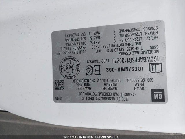 1GCWGAFF3G1130270 Chevrolet Express G2500