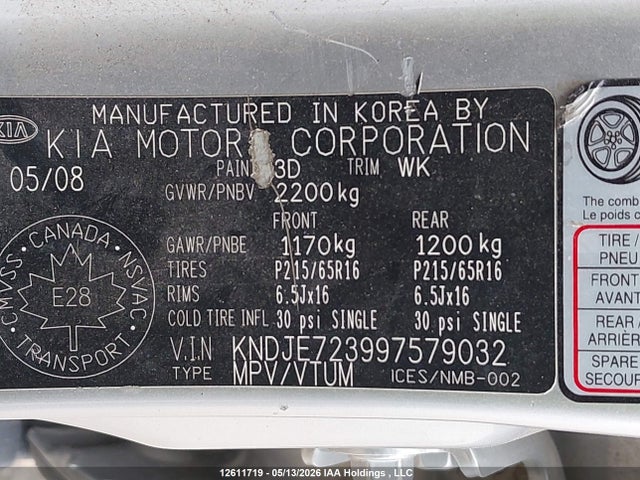 Продажа на аукционе авто 2009 Kia Sportage Lx/ex, vin: KNDJE723997579032, номер лота: 12611719
