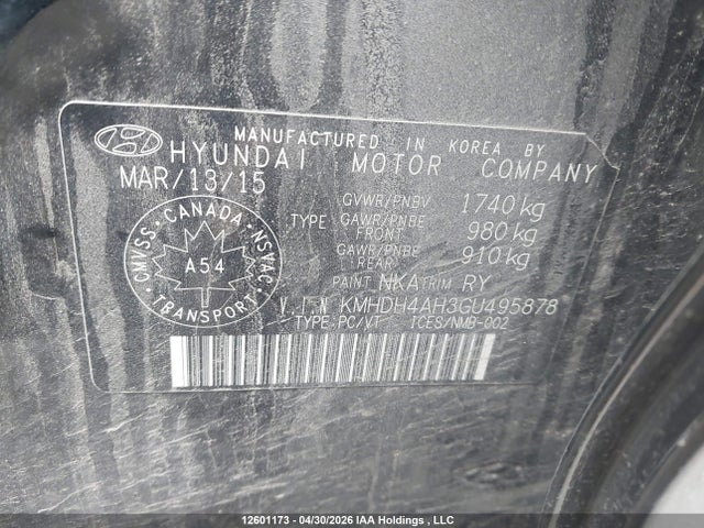 KMHDH4AH3GU495878 Hyundai Elantra Gls