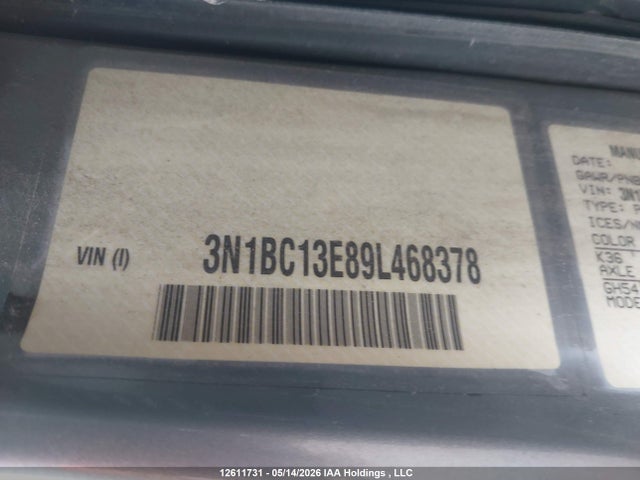 12611731 :رقم المزاد ، 3N1BC13E89L468378 vin ، 2009 Nissan Versa S/sl مزاد بيع