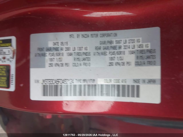 JM3TB3CA6F0462124 Mazda Cx-9 Gs
