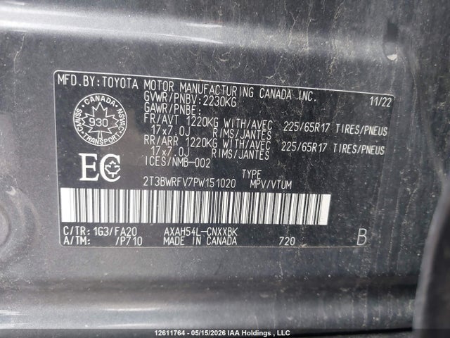 Aukcja sprzedaży 2023 Toyota Rav4 Le, vin: 2T3BWRFV7PW151020, numer aukcji: 12611764