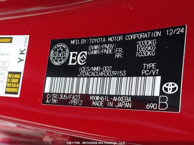 JTDACACU4R3039153 Toyota Prius Prime Se