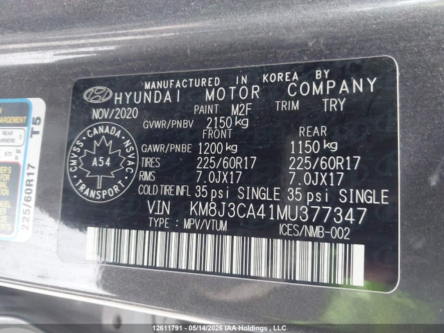 Aukcja sprzedaży 2021 Hyundai Tucson Limited/sel/sport/ultimate/value, vin: KM8J3CA41MU377347, numer aukcji: 12611791