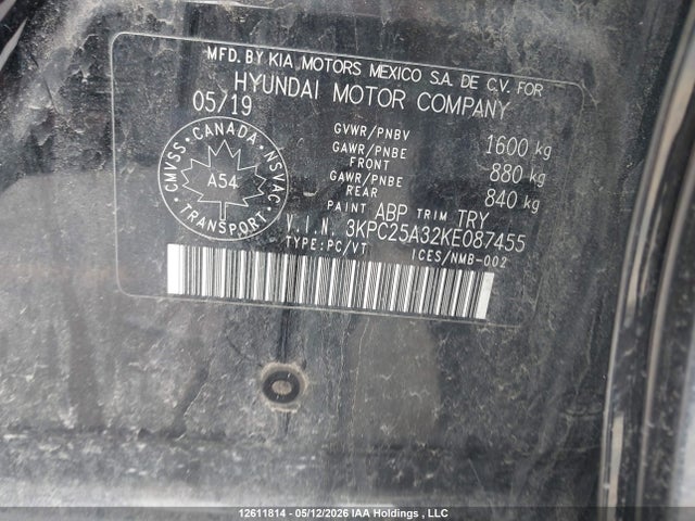 2019 Hyundai Accent Se/sel მანქანა იყიდება აუქციონზე, vin: 3KPC25A32KE087455, აუქციონის ნომერი: 12611814
